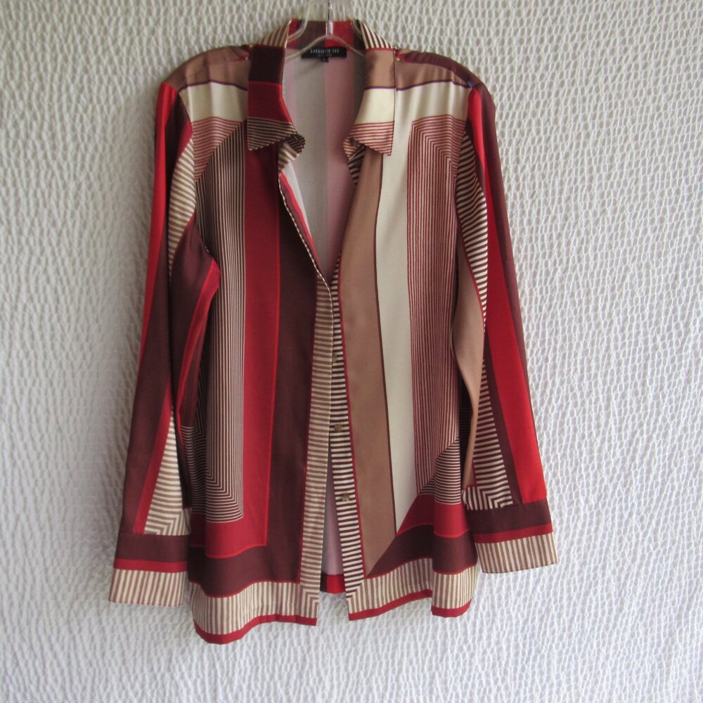 Silky, Unique Vintage Print Button Down from Lafayette 148